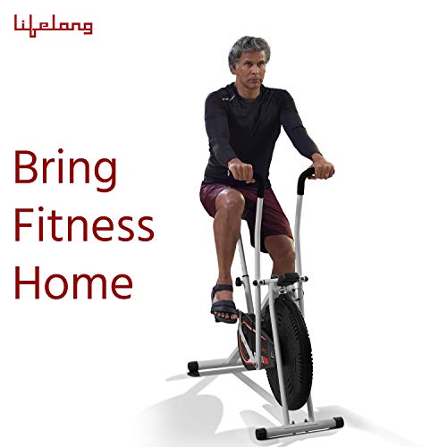 Lifelong LLFCN36 Fit Lite Airbike Exercise Machine with Stationary Handle for Cardio Training, Weight Loss and Workout at Home (Free Installation Assistance)