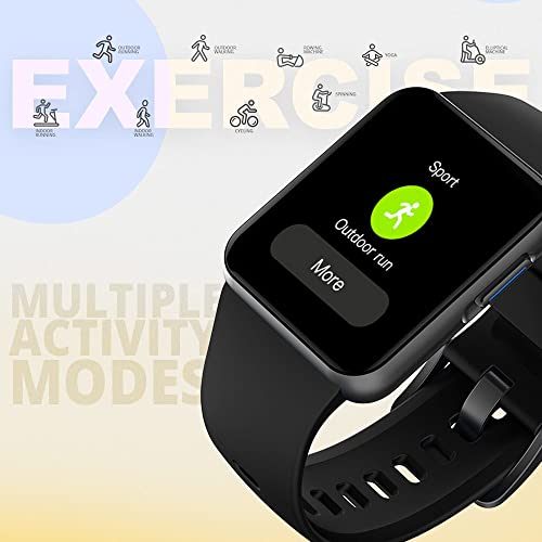 GOQii Smart Vital Lite 1.4" Inch HD Full Touch Display with SpO2, Heart Rate, Fitness Tracker and 3 Months Personal Coaching (Black)