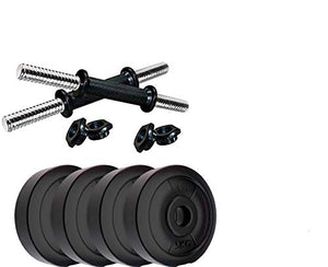 NST Fitness Black 2 kg Adjustable PVC Dumbbell (1 kg X 4) with 14 Inch Dumbbell Rod Plastic Grip for Home Exercise for Men and Women