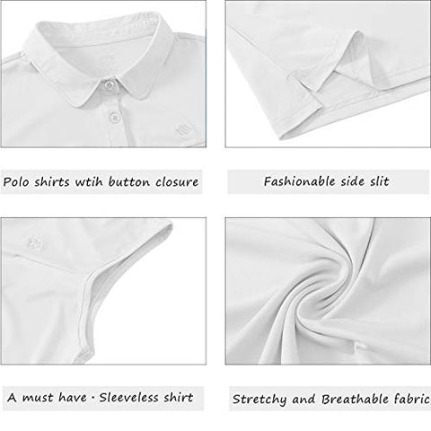 Image of AIRIKE Golf Polo Shirts for Women Sleeveless Summer Sports Athletic Fashionable Workwear-Quick Dry Womens Tank Tops (White, Small)