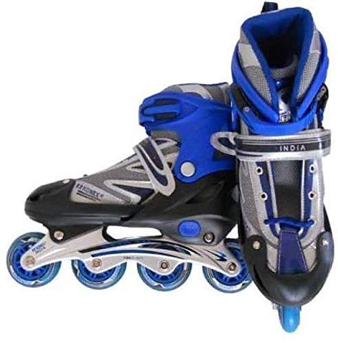 WireScorts Inline Skates Size Adjustable All Pure PU Wheels it has Aluminum which is Strong with LED Flash Light on Wheels Assorated Design & Multi Color