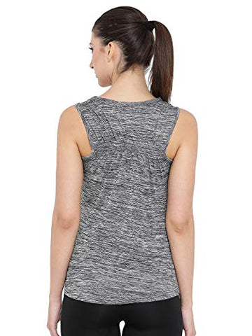 Image of Clovia Women's Grey Gym/Sports Textured Activewear Top (AT0070P05_Grey_M)