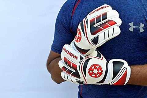 Image of Mianova Goalie Goalkeeper Gloves Latex Palm Soccer Gloves Super Grip with Finger Protection for The Toughest Saves Youth & Adult Sizes for Boys& Girls, Color Red 30 Days Warranty. (6)
