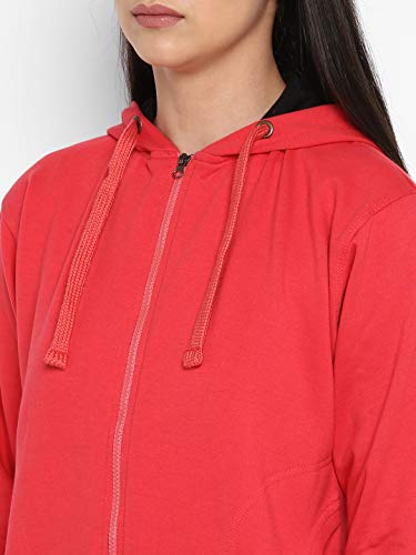 Alan Jones Clothing Women's Cotton Hooded Neck Sweat shirt (WM17-SS01-CARROT-S_Orange, Carrot_S)
