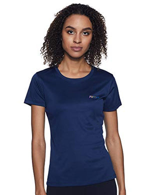 Fusefit Women's Plain Slim fit Sports T-Shirt (FFA-WT001-03_Navy Small)