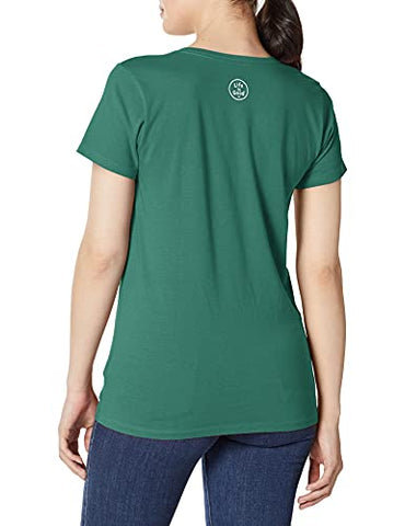 Image of Life is Good Womens Hike Graphic V-Neck T-Shirt Collection,Forest Green,Large
