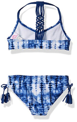 Image of Kanu Surf Girls' Big V-Neck Bikini Beach Sport 2-Piece Swimsuit, Willow Navy Tie-dye, 12