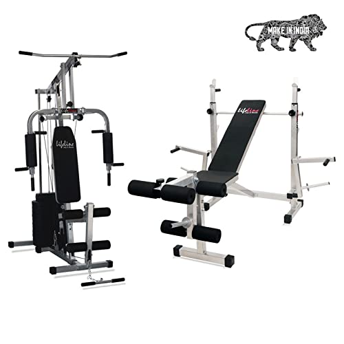 ifeline Fitness HG-002 Multi Home Gym Chest Biceps Back Triceps Legs for Men, 72kg Weight Stack, Free Installation Assistance (with LB-309 Multi Bench)