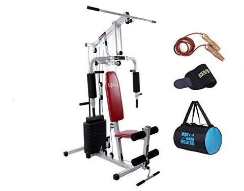 Lifeline Hg 002 Square Home Gym | | Bonus Gym Bag and Sweat Belt &Leather (Weatherproof) Skipping Rope with Wooden Handle for Stomach Exercise
