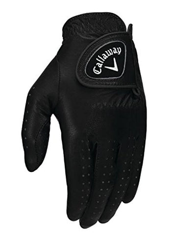 Image of Callaway Golf 2017 Women's OptiColor Leather Glove, Black, Medium, Worn on Left Hand