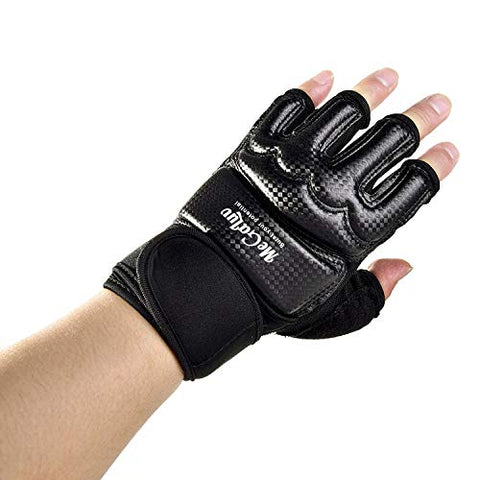 Image of Kickboxing Gloves Punch Bag Muay Thai Boxing Training Fingerless Gloves for Men Women Children (Black, L)