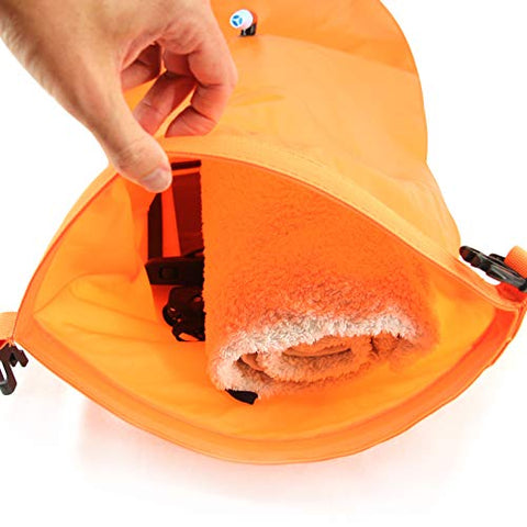 Image of LimitlessXme Swim Buoy & Drybag - Safety for Swimmers, Open Water and Triathlon. Pull Buoy for Adults and Kids. Orange Signal Swimming Bubble