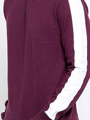 Maniac Striped Men's Maroon Fullsleeve Tracksuit - X-Large