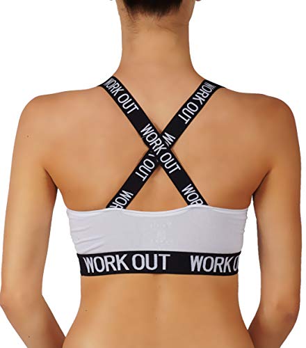 PRO FIT Women's Sports Bra Cotton/Nylon Blend Yoga Pullover Activewear High Impact Support Bras, Pfb614-white, Small