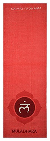 Image of Arka Kaivalyadhama Muladhara Chakra Natural Handmade Cotton Yoga Exercise Mat for Men & Women. (Red) Dimensions- 72 X 24 Inch,4 mm Thick