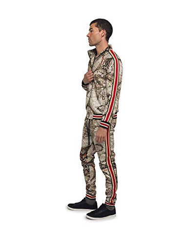 Image of Men's Conquer Track Suits 2 Piece Sweatsuit Set ST573 - Tan - 3X-Large - CC8H