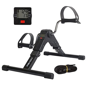 Reach Digital Pedal Exercise Machine Mini Fitness Cycle with Fixing Strap, Adjustable Resistance and LCD Display - Fits Under Desk and suitable for Light Exercise of Legs & Arms, and Physiotherapy at Home