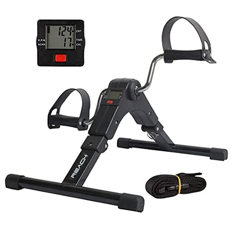 Image of Reach Digital Pedal Exercise Machine Mini Fitness Cycle with Fixing Strap, Adjustable Resistance and LCD Display - Fits Under Desk and suitable for Light Exercise of Legs & Arms, and Physiotherapy at Home