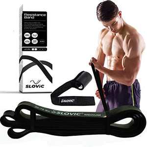 SLOVIC Fitness Resistance Band - 42-inch Loop with Door Anchors | Pull up Training Bands for Calisthenics | with Workout Guide | 3 Years Warranty