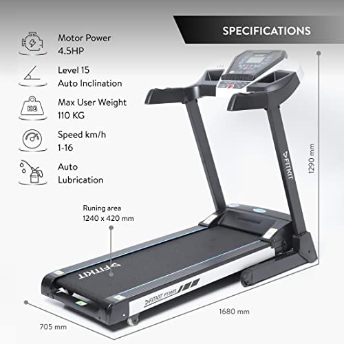 Fitkit FT200S (4.5HP Peak) Motorized Treadmill with Free Home Installation, 1 Year Warranty and Trainer Led Sessions by Cult.Sport
