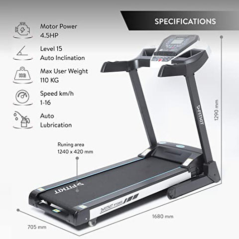 Image of Fitkit FT200S (4.5HP Peak) Motorized Treadmill with Free Home Installation, 1 Year Warranty and Trainer Led Sessions by Cult.Sport