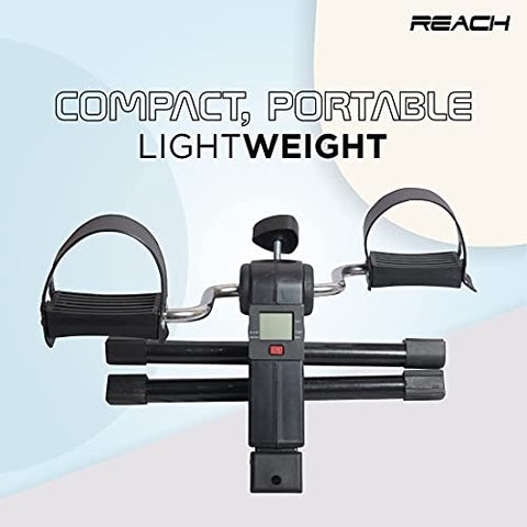 Image of Reach Digital Pedal Exercise Machine Mini Fitness Cycle with Fixing Strap, Adjustable Resistance and LCD Display - Fits Under Desk and suitable for Light Exercise of Legs & Arms, and Physiotherapy at Home