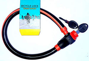 ALONE POWER Login Heavy Steel Finish Wire Safety Cable Lock for Helmet, Bike, Bicycle, Luggage - Black & Red