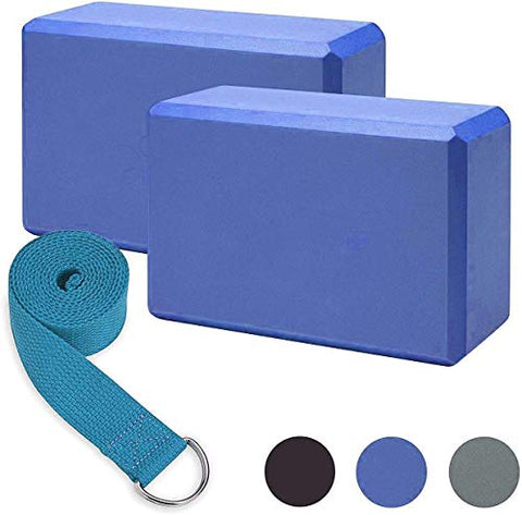 Image of Fitness Guru Yoga Block and 1 Belt- High Density Yoga, Pilates Set of 2 Multicolour