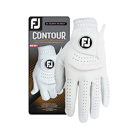 Image of FootJoy Men's Contour FLX Golf Glove, Pearl, Medium/Large, Worn on Left Hand