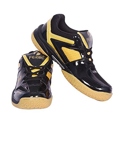 Image of FEROC Black & Golden Unisex Badminton Shoes