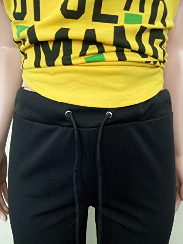 Womens Sexy 2 Piece Sports Outfit Set Shirt Bodycon Pants Joggers Clubwear Tracksuit Sportswear Set, Yellow-2, XX-Large