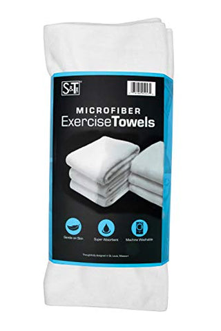 Image of STS Microfiber Fitness Exercise Towels, 6 Pack, 16-Inch x 27-Inch, White