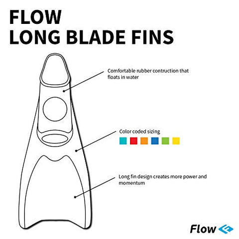 Image of Flow Long Swim Fins for Swimming Training - Youth Sizes for Kids (M 7-9 (Yellow))