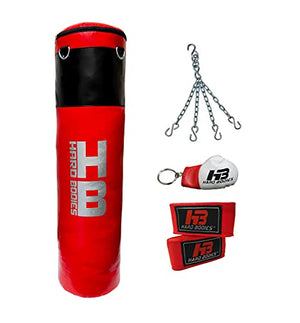 Hard Bodies 4 Feet Synthetic Leather Punching Bag - Red - Filled