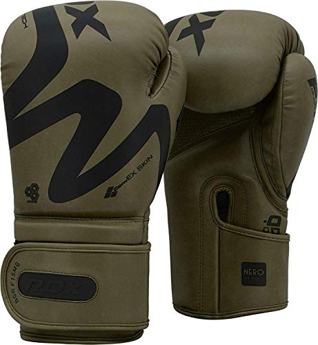 RDX Boxing Gloves for Training & Muay Thai | Convex Skin Leather Gloves for Sparring, Kickboxing, Fighting, Punch Bags, Double End Speed Ball & Focus Pads Punching