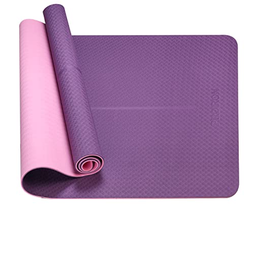 PROIRON TPE Yoga Mat 1830×660×6mm (Purple+Pink), Yoga Mat Extra Wide, Non Slip Large Exercise Mat Pilates Mat with Carry Strap for Fitness Home Gym TPE Eco Friendly Yoga Mat