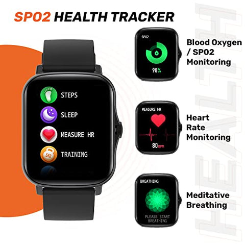 Image of Fire-Boltt Beast SpO2 1.69” Industry’s Largest Display Size Full Touch Smart Watch with Blood Oxygen Monitoring, Heart Rate Monitor, Multiple Watch Faces & Long Battery Life (Black)