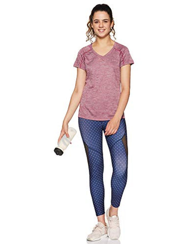 Image of Columbia Women's Plain Regular fit T-Shirt (AL6914_Bright Lavender Stripe M)