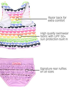 RuffleButts Girls Rainbow Scallop Peplum Tankini - 2T