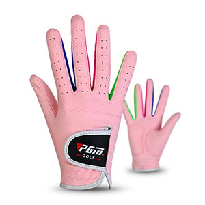 PGM Kids Youth Junior Toddler Boys Girls Golf Gloves Microfiber Synthetic Gloves for Left Hand Right Hand Golf Gloves Extra Value 1 Pair White Pink Age 2-10 (White, Large (#16))