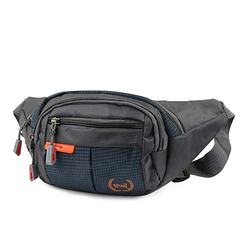 xcluma Waist Pack Travel Handy Hiking Zip Pouch Document Money Phone Belt Sport Bag Bum Bag for Men and Women Polyester (Grey)