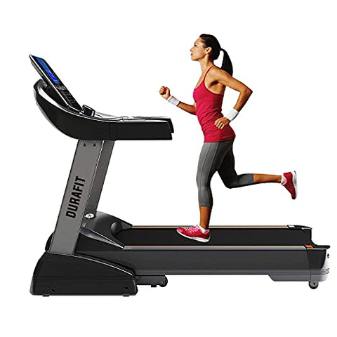 Image of Durafit - Sturdy, Stable and Strong Royal 3.0HP (6.0HP Peak ) DC-Motorised Treadmill- Max Speed: 20 km/hr, Max Weight: 150 with Foldable, Moveable, LCD Display, AUX Cable and USB