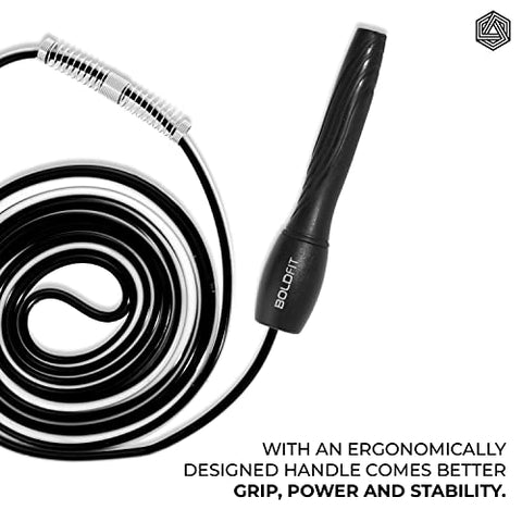 Image of Boldfit Skipping Rope for Men and Women Jumping Rope With Adjustable Height Speed Skipping Rope for Exercise, Gym, Sports Fitness Adjustable Jump Rope- Drumstick Black