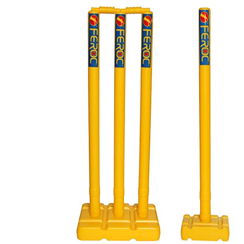 FEROC Plastic Cricket Wicket Set 4 Wickets + 2 Base+ 2 Bails