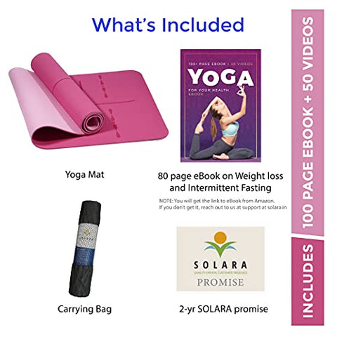 Image of SOLARA Premium Yoga Mat for Women Large, Eco Friendly Non Slip Yoga Mat for Women 6 feet, Non Slip Surface and Optimal Cushioning,72"x 26" | eBook 50 videos included (Fandango Pink & Light Pink)