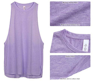 icyzone Yoga Tops Activewear Workout Clothes Sports Racerback Tank Tops For Women (M, Lavender)