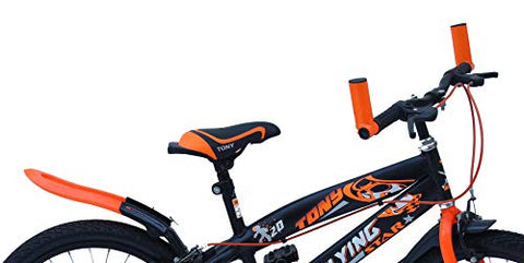 Image of RAW BICYCLES 20T Sports BMX Single Speed 14 Inches Steel Frame Road Bike Kids Bicycle/Cycle for 7 to 10 Years Boys & Girls Semi Assembled Tyre and Tube with Training Wheels (Orange)