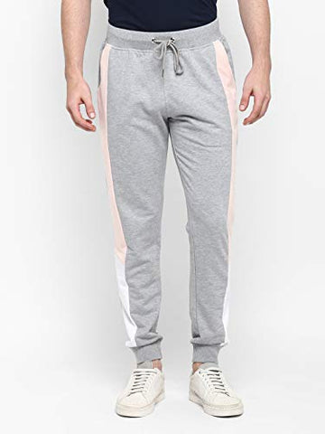 Image of Alan Jones Clothing Men's Cotton Solid Slim Fit Joggers Track Pants (JOG21-P103_Melange_3XL)