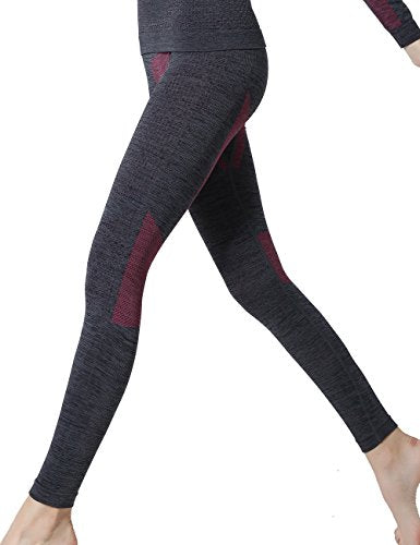 YOOY Women's Ski Thermal Underwear Set Quick Dry Funktion Activewear Ladies Sports Long Sleeve Outdoors Shirts and Pants Rose XL
