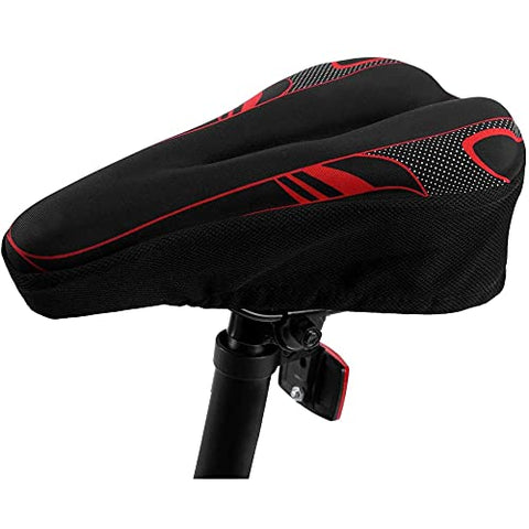 Image of FABSPORTS Premium Microfiber Bicycle Saddle Pad, Extra Gel Cushion Bike Seat Cover Fits Narrow/Slim Seats (Red, 11x7.5 Inch)